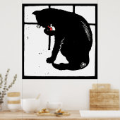 Poster Bois de la ferme victorienne Animaux Chat noir (Cuisine)