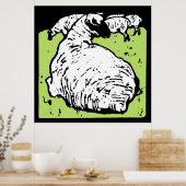 Poster Bois de la ferme victorienne Animaux Moutons (Cuisine)
