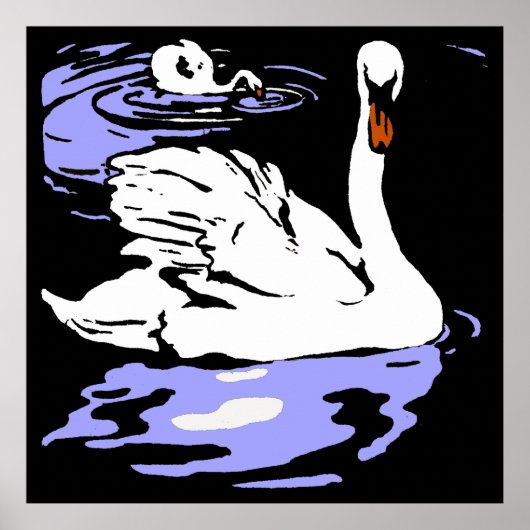 Poster Bois de la ferme victorienne Animaux Swans (Devant)