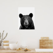 Poster Bois de l'ours noir Portrait moderne noir blanc (Cuisine)