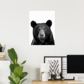 Poster Bois de l'ours noir Portrait moderne noir blanc (Bureau à domicile)
