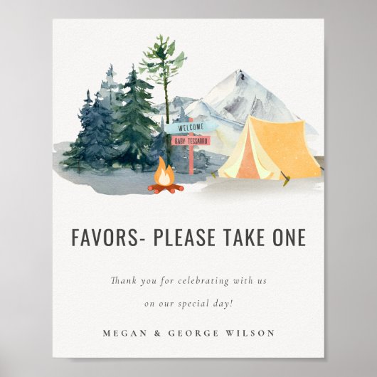 Poster Bois de pin rustique Camping Faveurs Baby shower S (Devant)