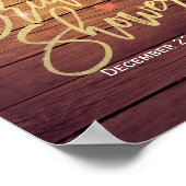 Poster Bois Floral Chaîne Lumières Fête des mariées Bienv (Coin)