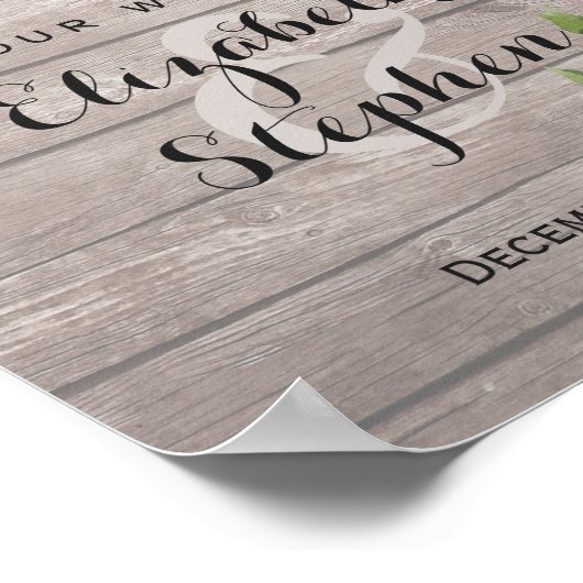 Poster Bois Floral Chaîne Lumières Mariage de bienvenue (Coin)