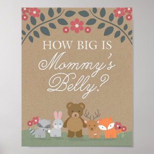 Poster Bois Florals Baby shower Mommy's Belly Jeu