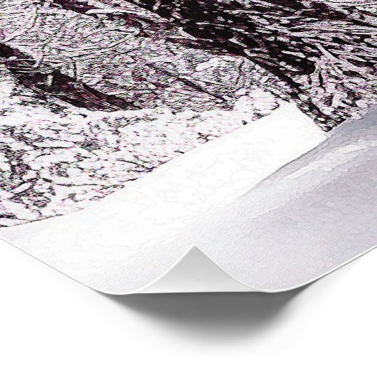 POSTER BOIS FORESTIER NEIGE HIVER SCÉNARIO (Coin)