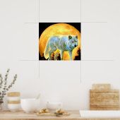 Poster bois forêt lune lumière lune loup de lune (Cuisine)