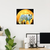 Poster bois forêt lune lumière lune loup de lune (Bureau à domicile)