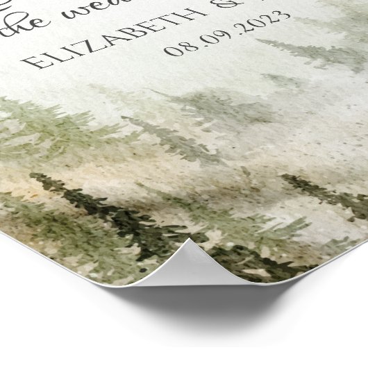 Poster Bois, Forêt, Pins Arbres, Mariage des lumières à c (Coin)