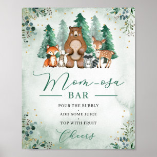 Poster Bois momosa bar signe animaux Baby shower