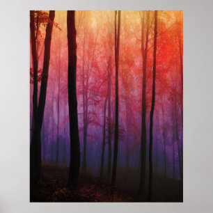 Poster Bois Murmurant, Paysage Forestier d'Arbres Art