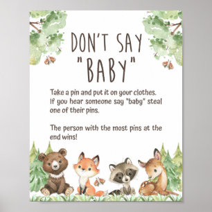 Poster Bois ne dit pas Baby shower Pin Game Sign