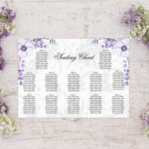 Poster Bois pourpre Mariage damassé Florale