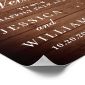 Poster Bois rustique & Blush Rose Floral Mariage Bienvenu (Coin)