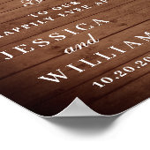 Poster Bois rustique & Blush Rose Floral Mariage Bienvenu (Coin)