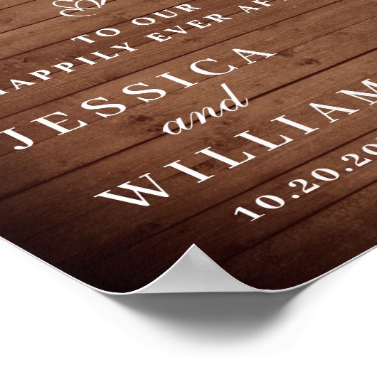 Poster Bois rustique & Blush Rose Floral Mariage Bienvenu (Coin)