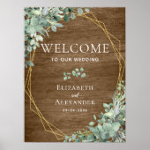 Poster Bois rustique Botanique Eucalyptus Mariage Bienven (Devant)