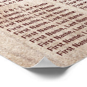 Poster Bois rustique Bourgogne Floral Mariage Carte de si (Coin)