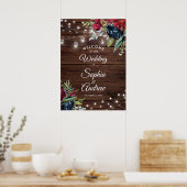 Poster Bois rustique Bourgogne Lumières Florales Mariage (Cuisine)