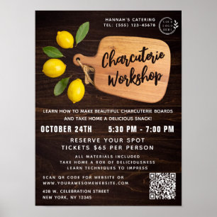 Poster Bois rustique Découpe Citrus Cuisine Script