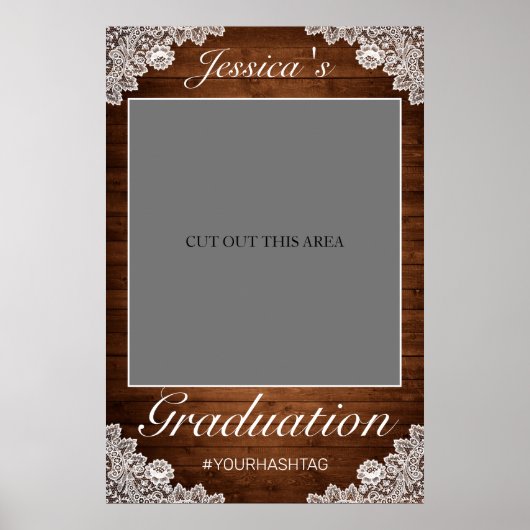 Poster Bois rustique et dentelle Graduation Photo Prop Fr (Devant)