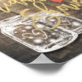 Poster Bois rustique Mason Jar Lumières Fête des mariées  (Coin)