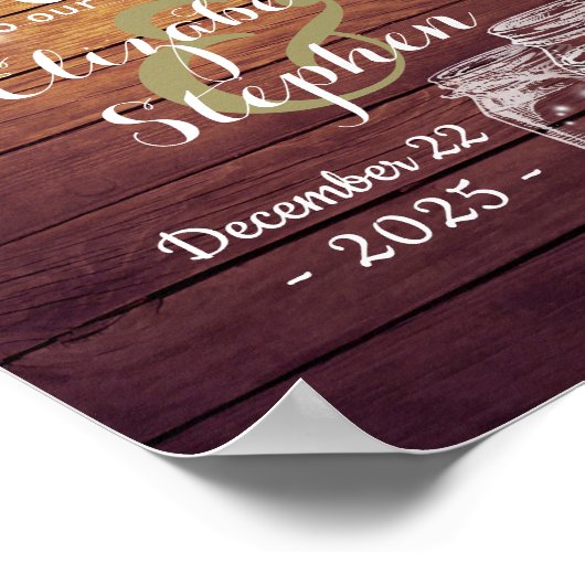 Poster Bois rustique Mason Jar String Mariage de lumière  (Coin)