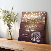 Poster Bois rustique Mason Jar String Mariage de lumière