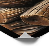 Poster Bois sculpté rustique Ours Pins Réglage Soleil (Coin)