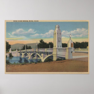 Poster Boise, ID - Vue du pont de la rivière Boise