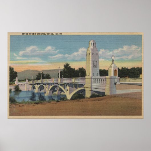 Poster Boise, ID - Vue du pont de la rivière Boise (Devant)