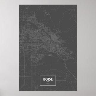Poster Boise, Idaho (blanc sur noir)