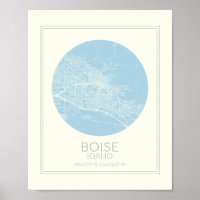 Boise Idaho Minimaliste Pastel Blue Map Art