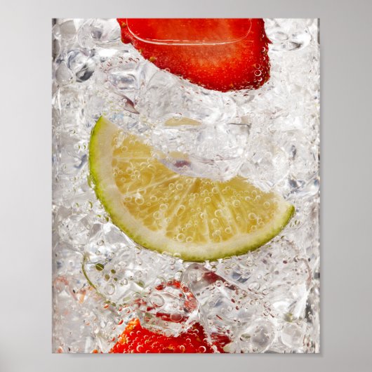Poster Boisson au citron vert et fraise (Devant)