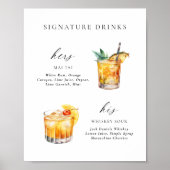 Poster Boisson Cocktail de Signature de Script Élégant Mo (Devant)