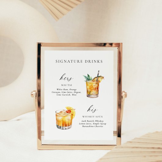 Poster Boisson Cocktail de Signature de Script Élégant Mo