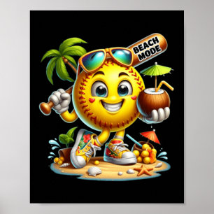 Poster Boisson de caractère chauve-souris de vacances d'é