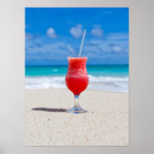 Poster Boisson de fraise fraîche sur la plage (Devant)
