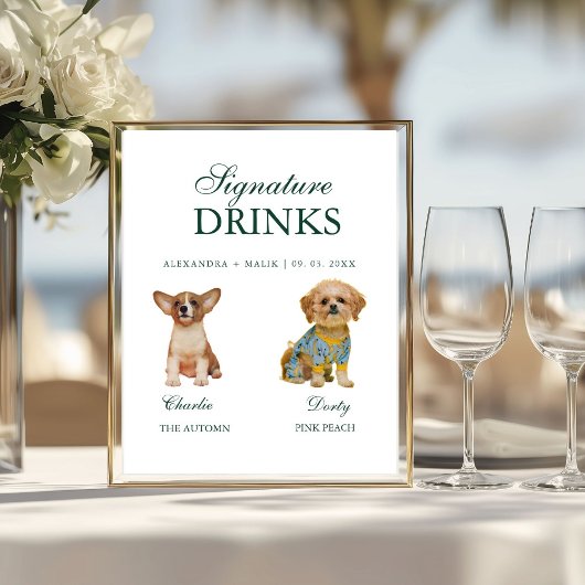 Poster Boisson de signature de calligraphie de chien de c