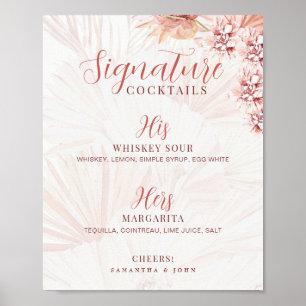 Poster Boisson de signature de mariage Cocktail Lui Elle 