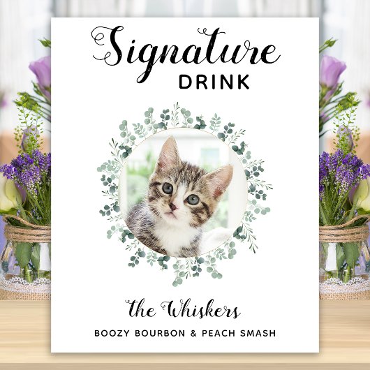 Poster Boisson de signature de mariage de chat Photo Bar 