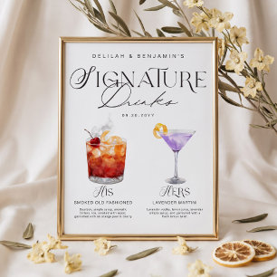 Poster Boisson de signature élégante aquarelle son sa mar