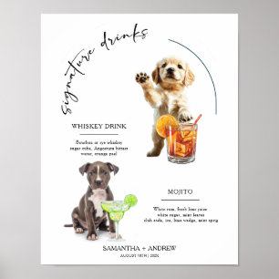 Poster Boisson Signature Chien Menu de Boissons Bar de Ma