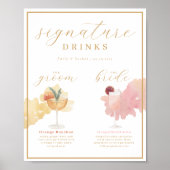 Poster Boisson Signature de Mariée & Marié Cocktail à l'a (Devant)