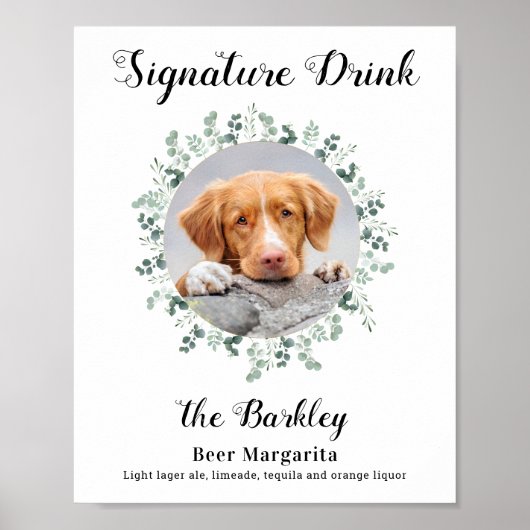 Poster Boisson Signature Dog Bar Photo Personnalisée Mari (Devant)