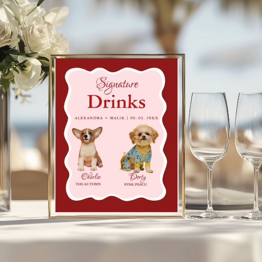 Poster Boisson signature Saint-Valentin pour chien de com