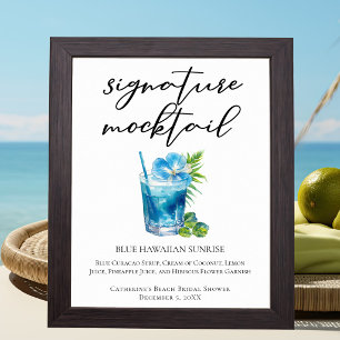 Poster Boisson tropicale bleue Hawaïenne Signature Mockta