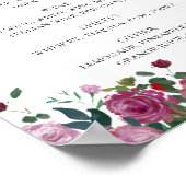 Poster Boissons à la carte du bar à fleurs bordeaux et vi (Coin)