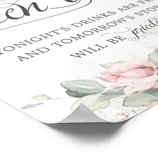 Poster Boissons à l'Open Bar Mariage Flush (Coin)