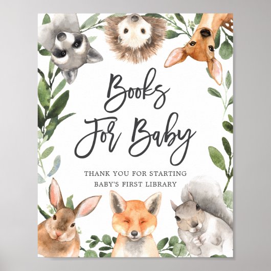 Poster Boissons Animaux De Bois Livres De Baby shower Pou (Devant)